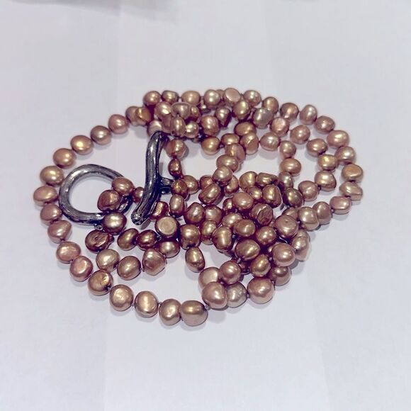 Simon Sebbag Rose Gold and Bronze Stone Bead with Silver Toggle - Picture 4 of 4